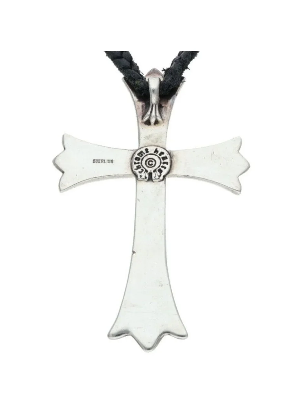 Chrome Hearts CH LG BC Large CH Cross Boro Chip Silver Necklace